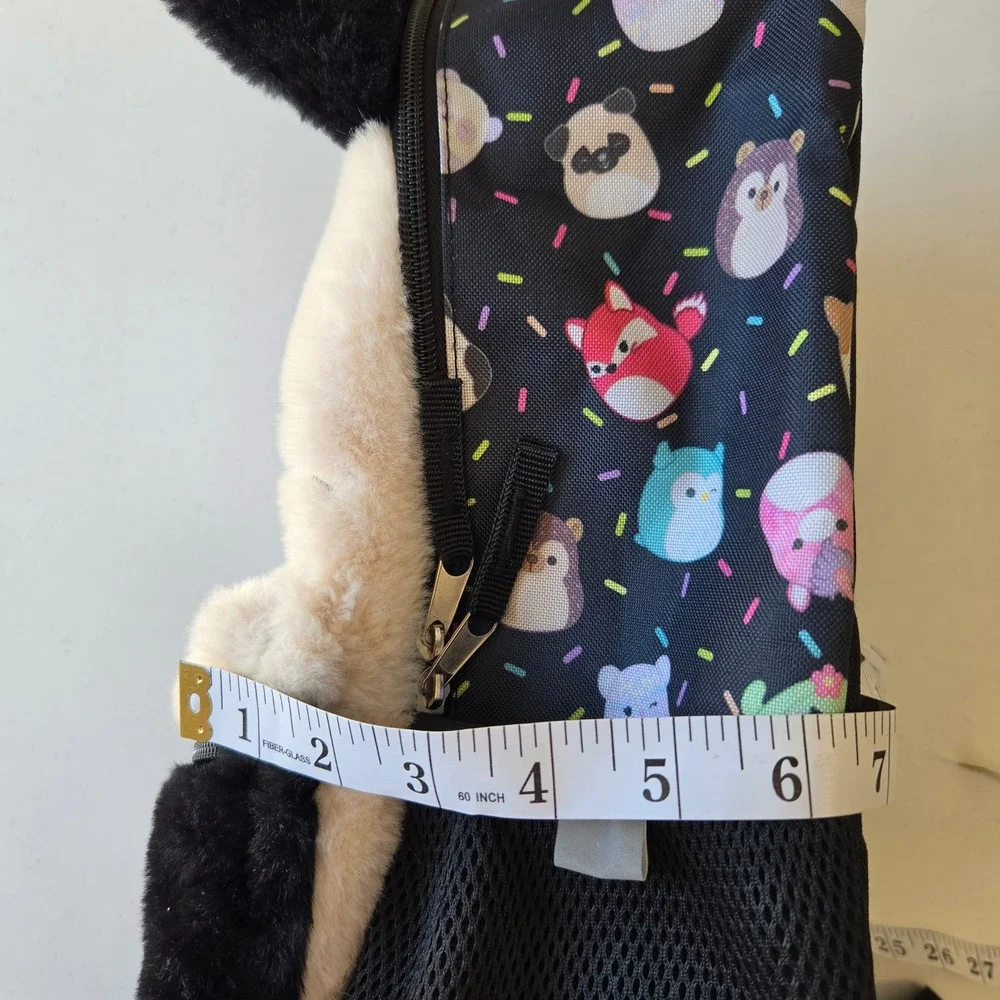 Squishmallows Cam the Cat Plush Backpack Black Calico Faux Fur Kids School Bag
